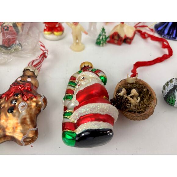 VTG Christmas Hand Blown Glass Ornaments Lot of 22 Holiday Santa Disney 1970s - Picture 12 of 16
